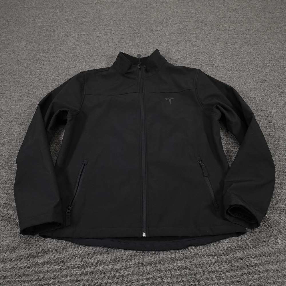 Tesla Jacket Womens XL Black Softshell‎ Full Zip Fleece Lined Logo Coat Casual